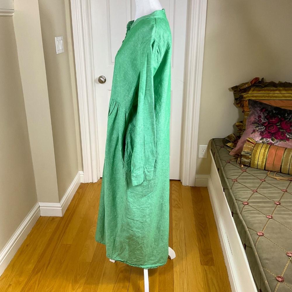 Pomander Place Linen Dress Maxi Long Sleeve Green Tuckernuck (XXL) - Picture 3 of 9